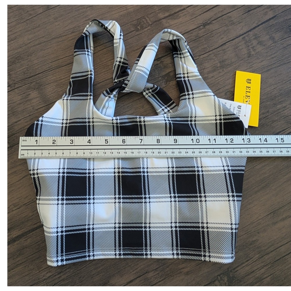 EleVen by Venus Williams One More Time Tank Black White Plaid Crop Top XS NEW - Picture 5 of 11